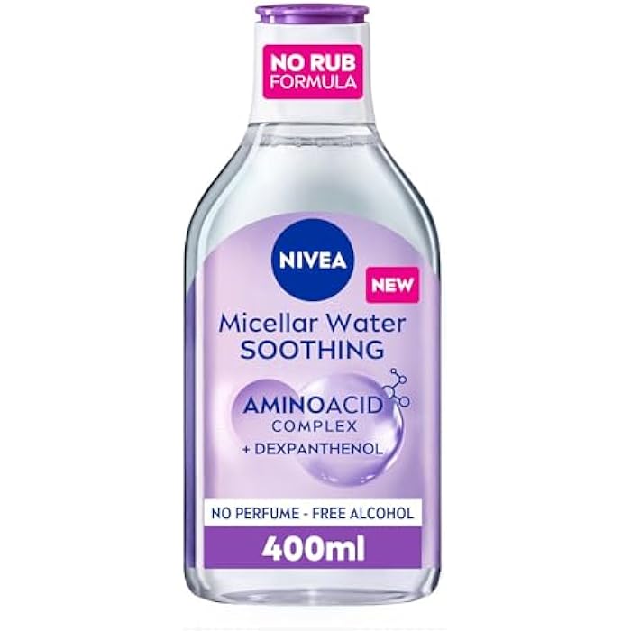 NIVEA Face Micellar Water, Soothing, Face Eyes Lips Makeup Remover with Amino Acid Complex + Dexpanthenol for Sensitive Skin, 400ml - Image 1
